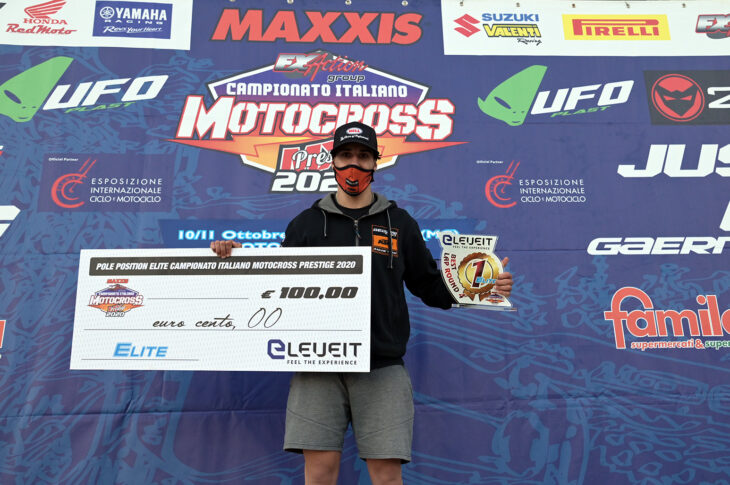 Nicholas Lapucci con la pole position Eleveit (ph. Mxreport)