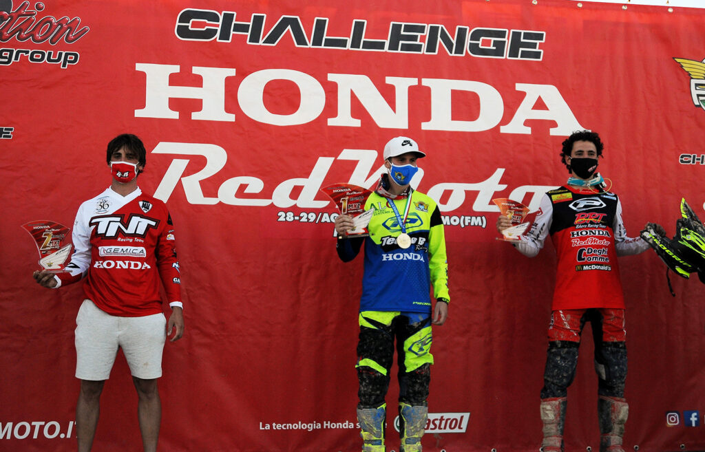 Il podio del challenge Honda RedMoto 2021 - ph. Alberto Rigon